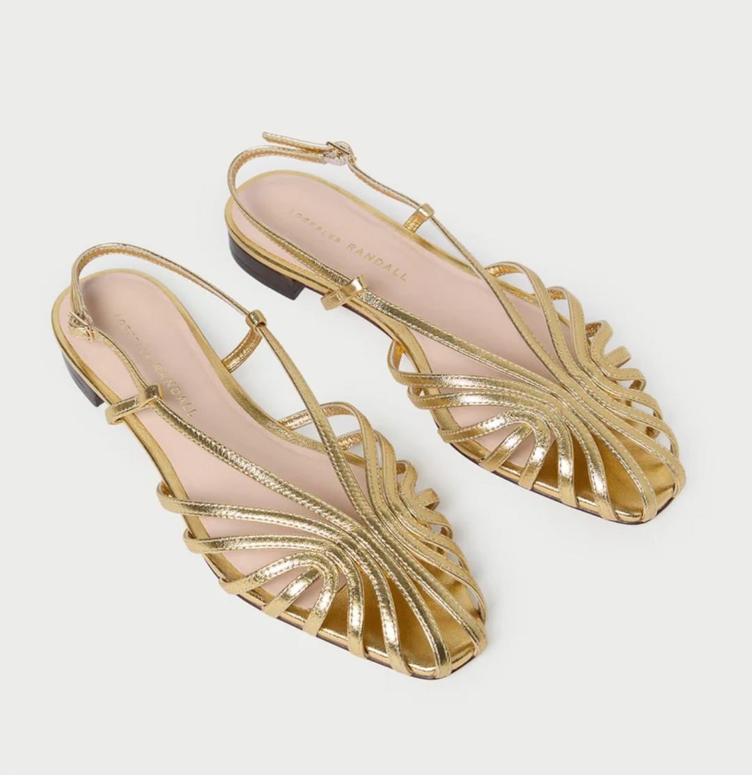 LOEFFLER RANDALL - Devon Lattice Slingback Sandal in Gold Shoes
