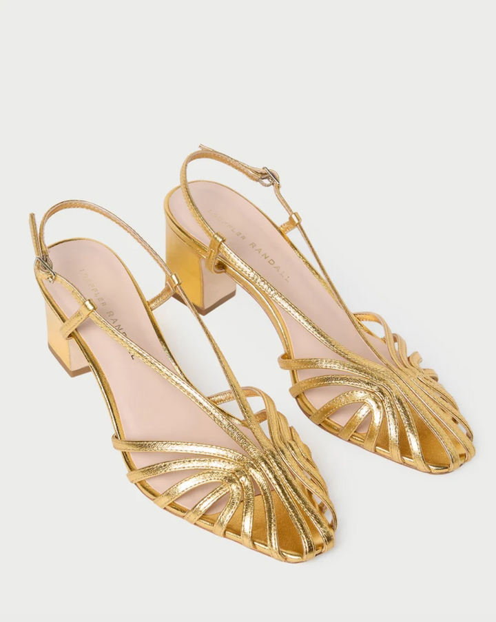 LOEFFLER RANDALL - Priscilla Lattice Slingback Sandal in Gold Shoes