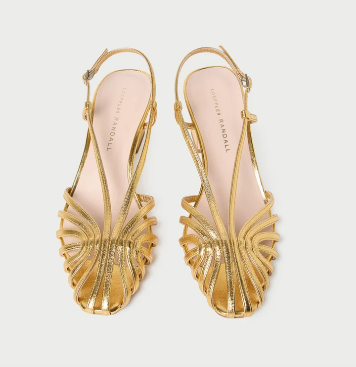LOEFFLER RANDALL - Priscilla Lattice Slingback Sandal in Gold Shoes