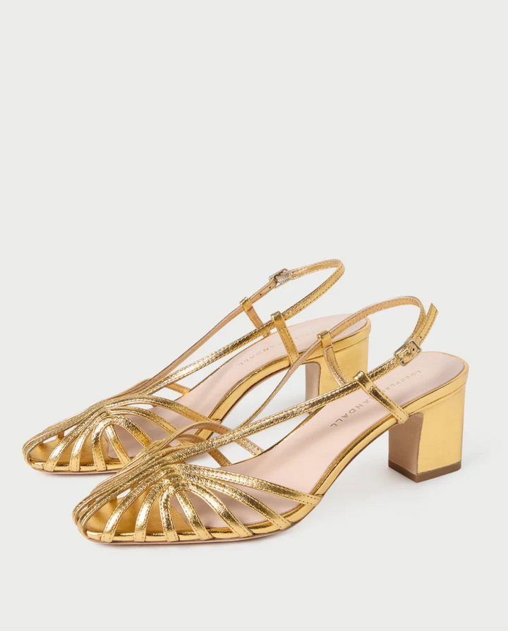 LOEFFLER RANDALL - Priscilla Lattice Slingback Sandal in Gold Shoes
