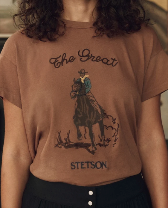 THE GREAT X STETSON - The Boxy Crew Stetson Graphic in Tobacco
