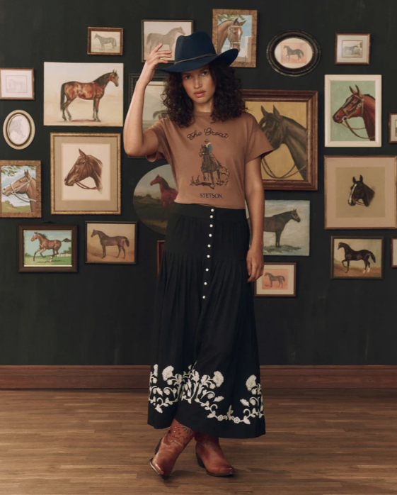 THE GREAT X STETSON - The Boxy Crew Stetson Graphic in Tobacco