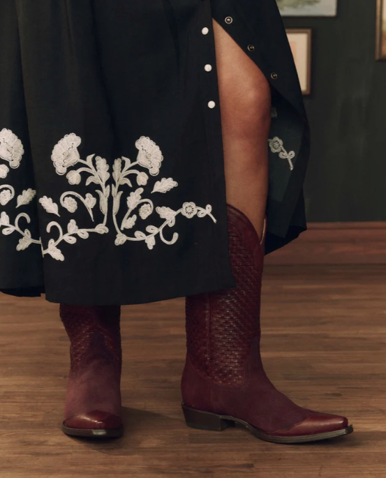 THE GREAT X STETSON - The Basket Weave Cowboy Boot in Oxblood