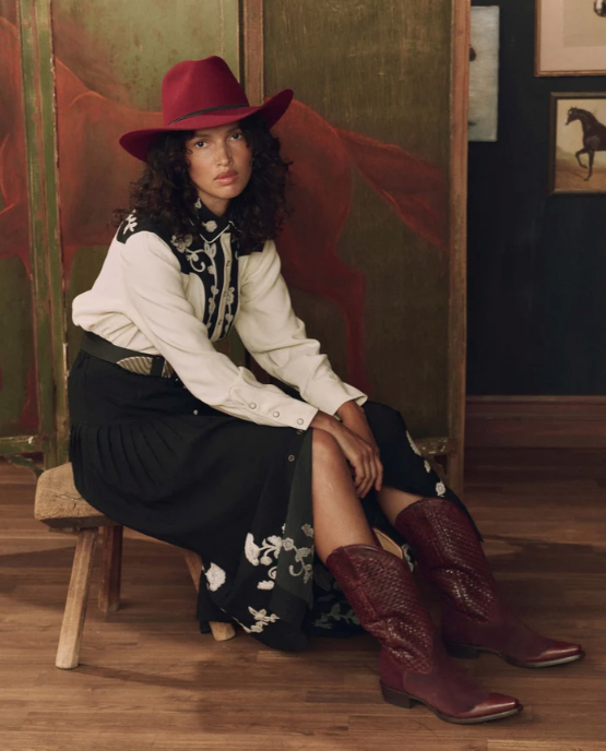 THE GREAT X STETSON - The Basket Weave Cowboy Boot in Oxblood