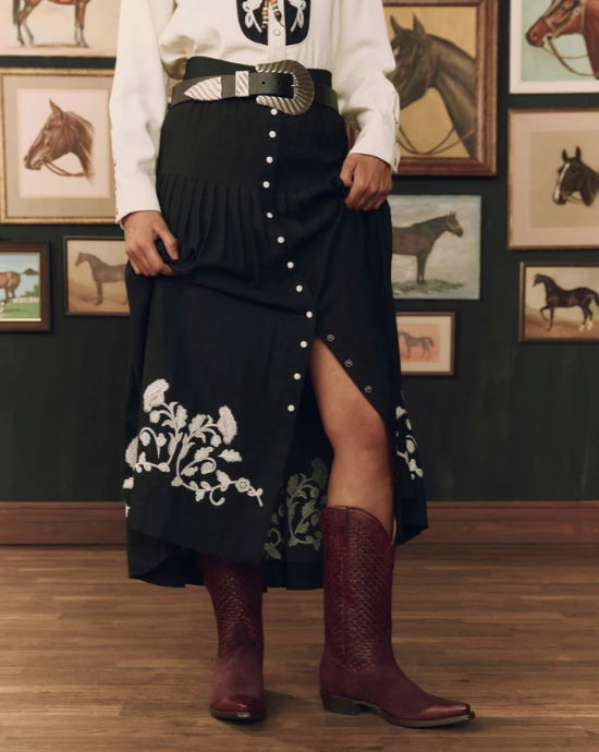 THE GREAT X STETSON - The Western Embroidered Highland Skirt in Black SKIRTS