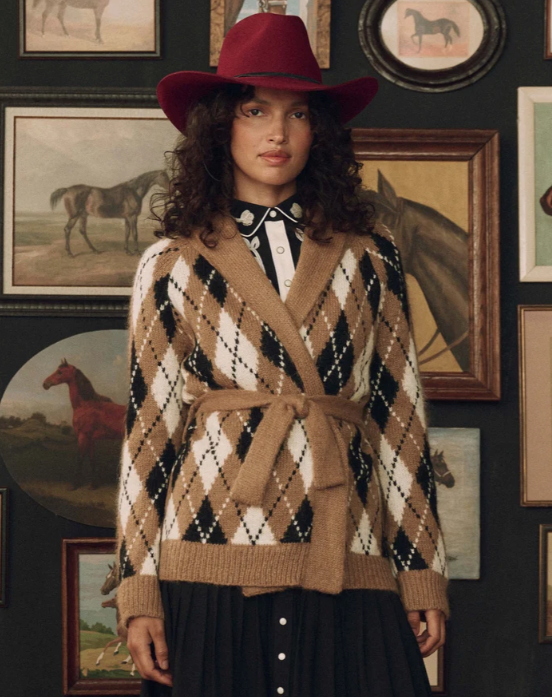 THE GREAT X STETSON - The Argyle Riding Cardigan in Camel Sweaters
