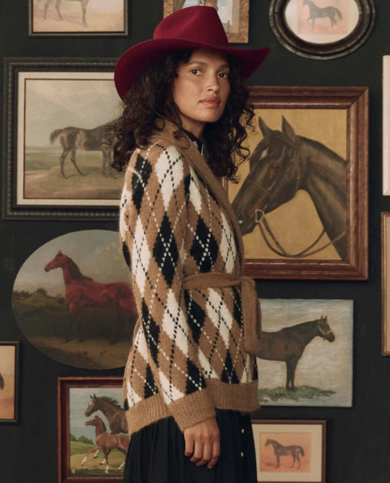 THE GREAT X STETSON - The Argyle Riding Cardigan in Camel Sweaters