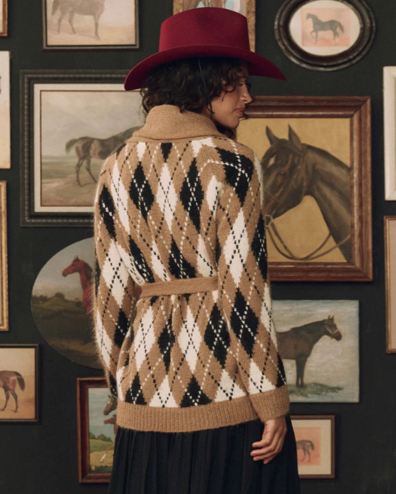 THE GREAT X STETSON - The Argyle Riding Cardigan in Camel Sweaters