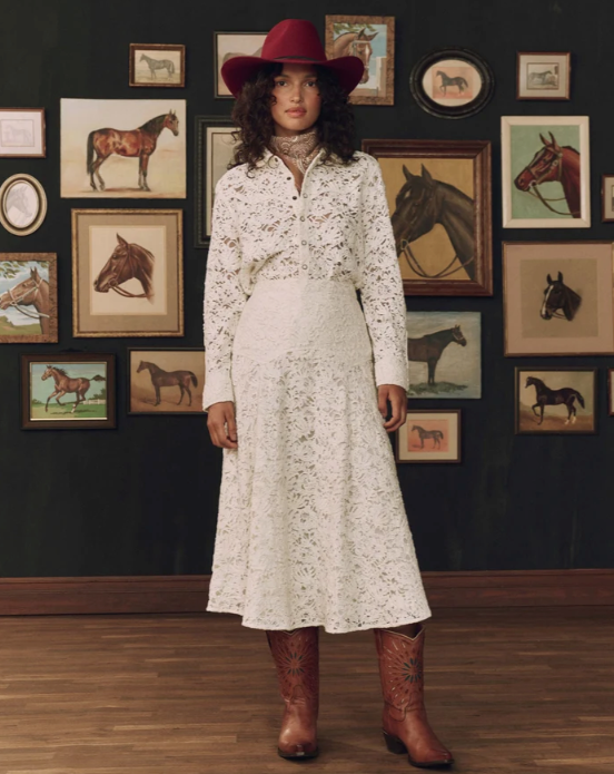 THE GREAT X STETSON - The Relic Lace Saddle Skirt in Cream SKIRTS