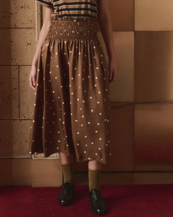 THE GREAT - The Canary Skirt in Copper Bubble Dot SKIRTS
