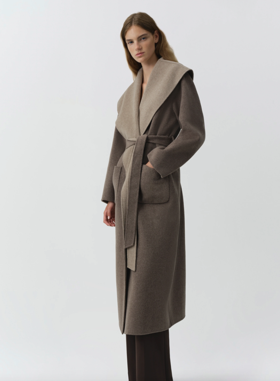 SIMKHAI - Allura Reversible Belted Coat in Mushroom Coats & Jackets