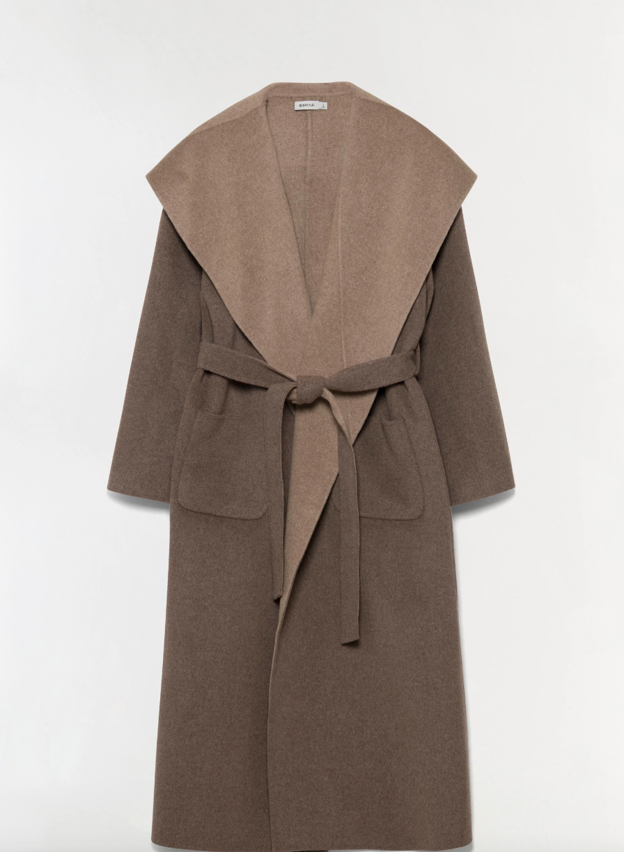 SIMKHAI - Allura Reversible Belted Coat in Mushroom Coats & Jackets