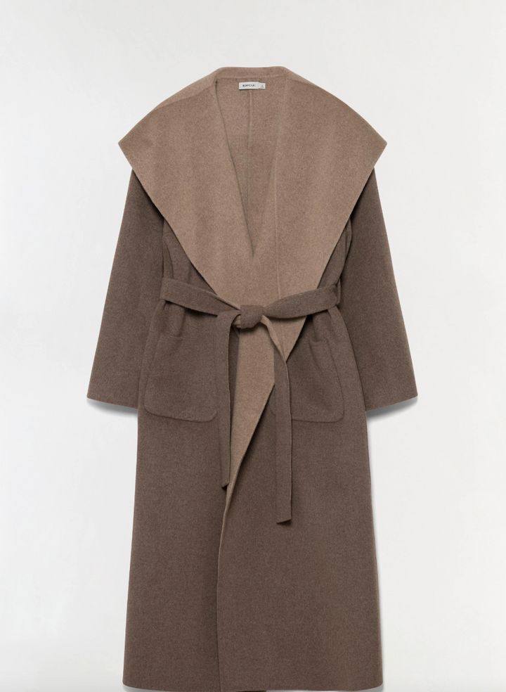 SIMKHAI - Allura Reversible Belted Coat in Mushroom Coats & Jackets