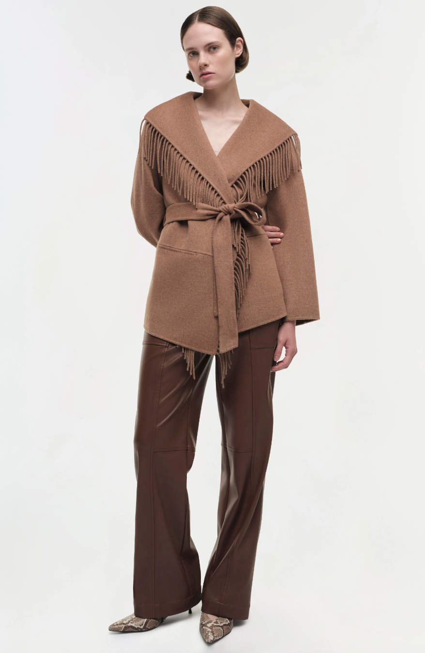 SIMKHAI - Rowen Fringe Jacket in Camel Coats & Jackets