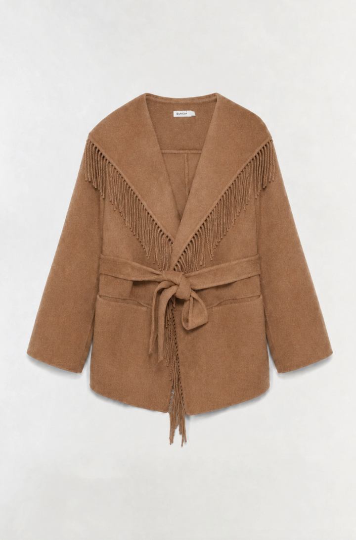 SIMKHAI - Rowen Fringe Jacket in Camel Coats & Jackets