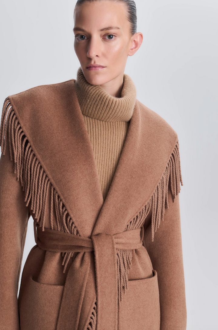Simkhai - Carrie Fringe Robe Coat in Camel Coats & Jackets