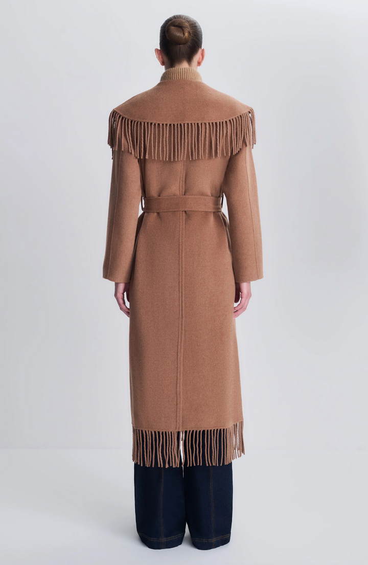 Simkhai - Carrie Fringe Robe Coat in Camel Coats & Jackets