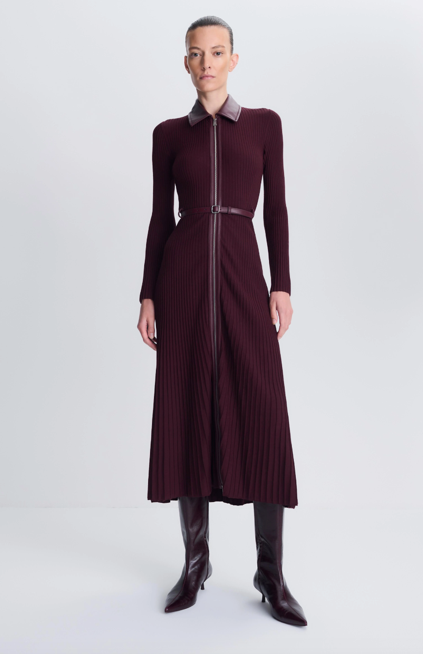 SIMKHAI - Ismelle Collared Dress in Fig Dresses