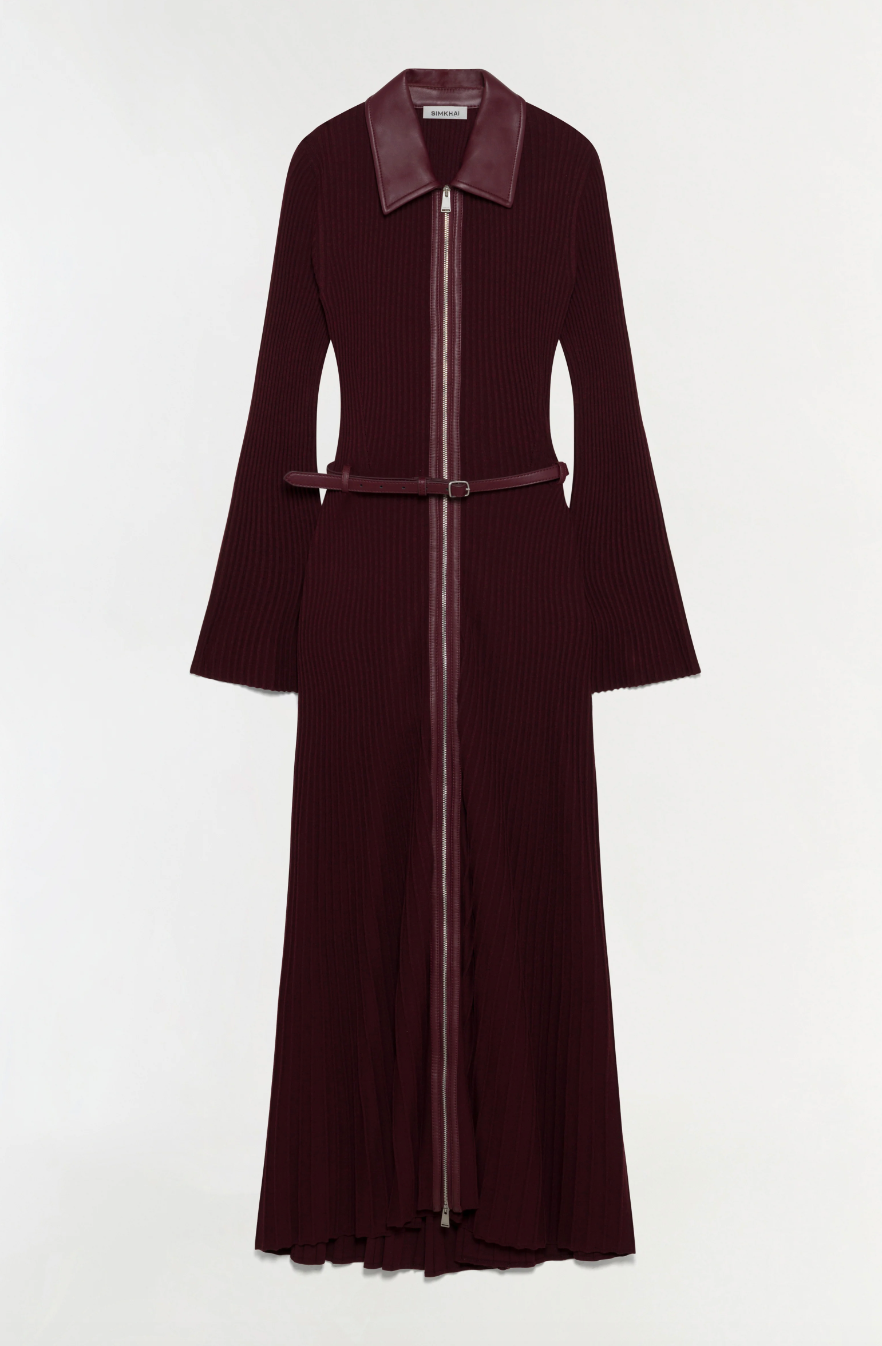 SIMKHAI - Ismelle Collared Dress in Fig Dresses