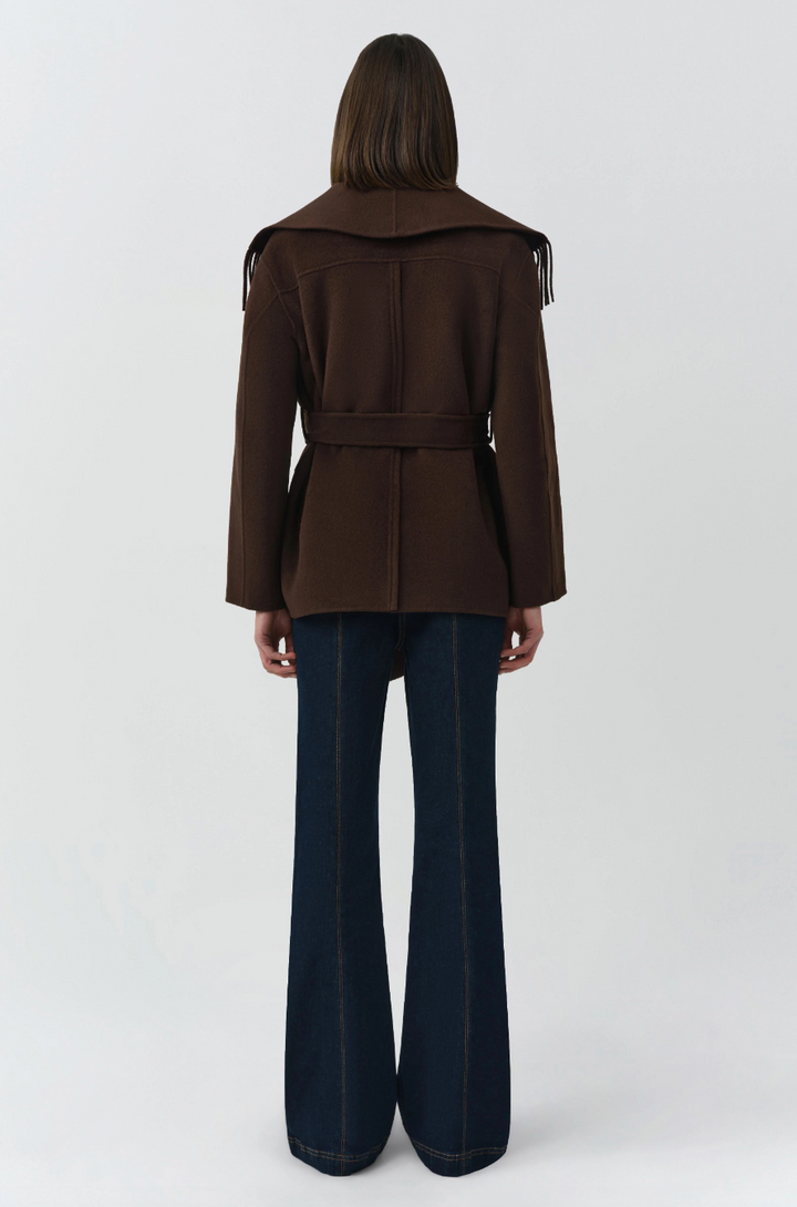 SIMKHAI - Rowen Fringe Jacket in Chocolate Coats & Jackets