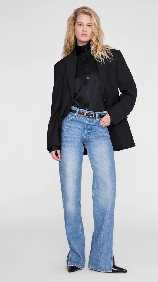 ANINE BING - Scott Cropped Shirt in Black Blouse
