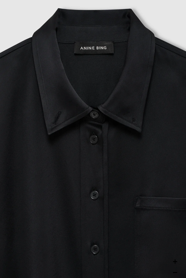 ANINE BING - Scott Cropped Shirt in Black Blouse