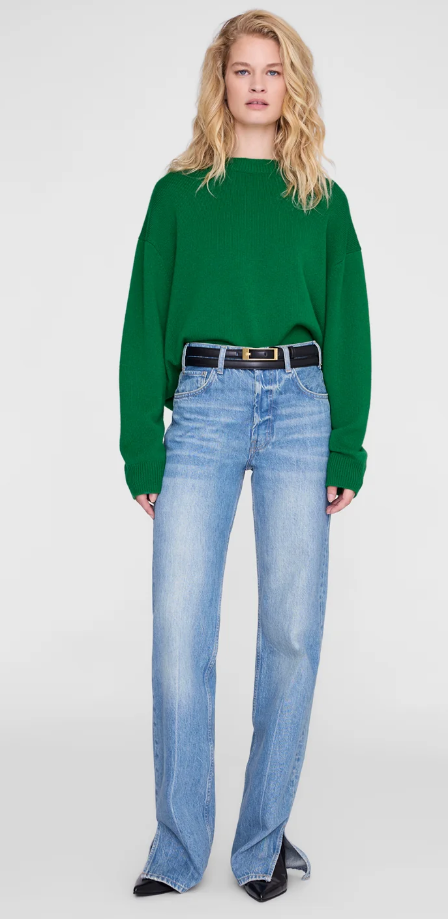 ANINE BING - Lee Crew Sweater in Green Sweaters