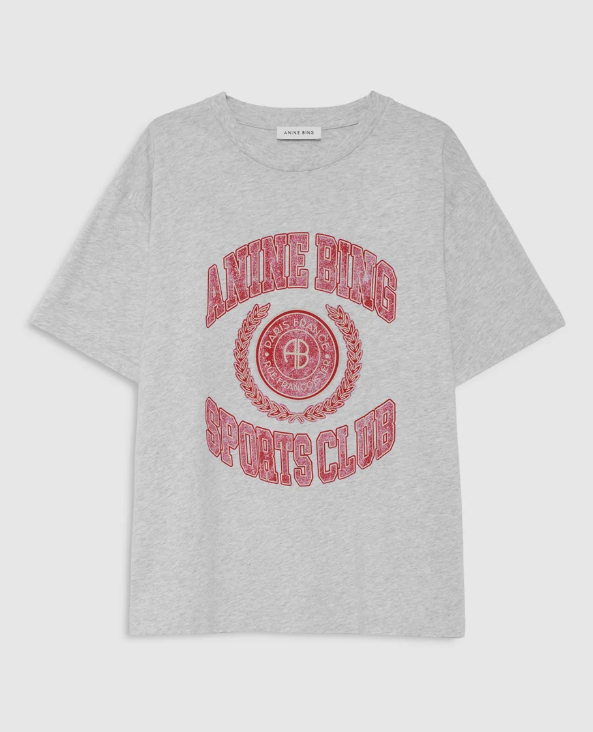 ANINE BING - Cade Tee Collegiate in Grey T-Shirts