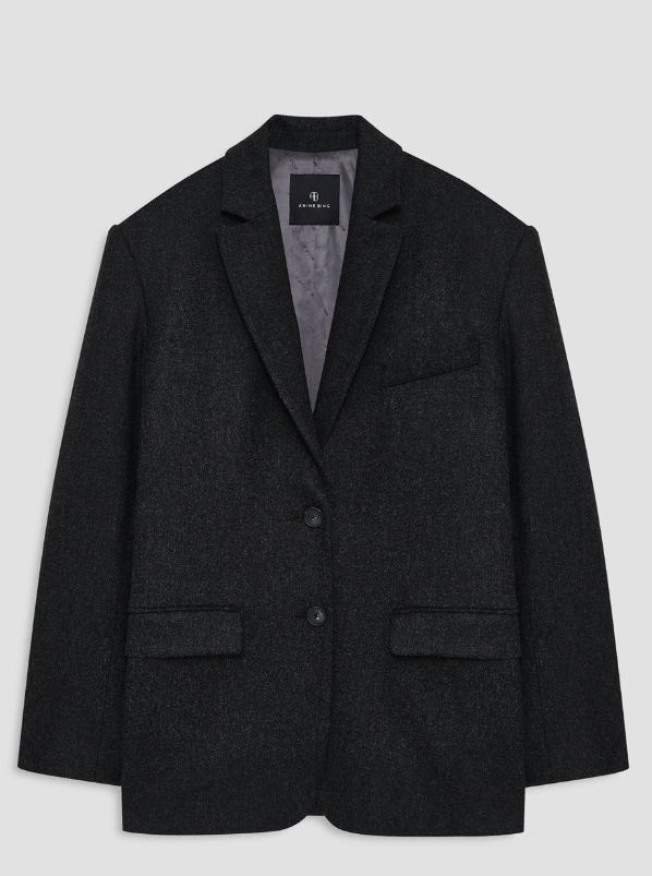 ANINE BING - Quinn Midweight Blazer in Dark Grey Blazer
