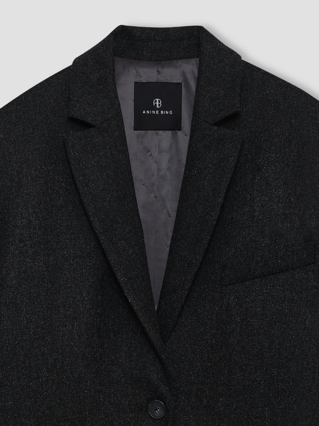 ANINE BING - Quinn Midweight Blazer in Dark Grey Blazer