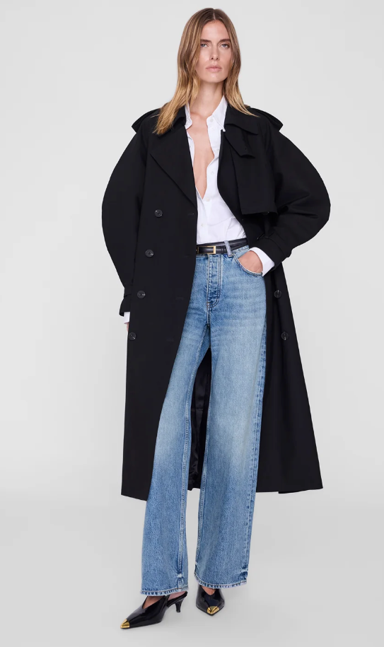 ANINE BING - Pascale Maxi Trench Coat in Black Coats & Jackets