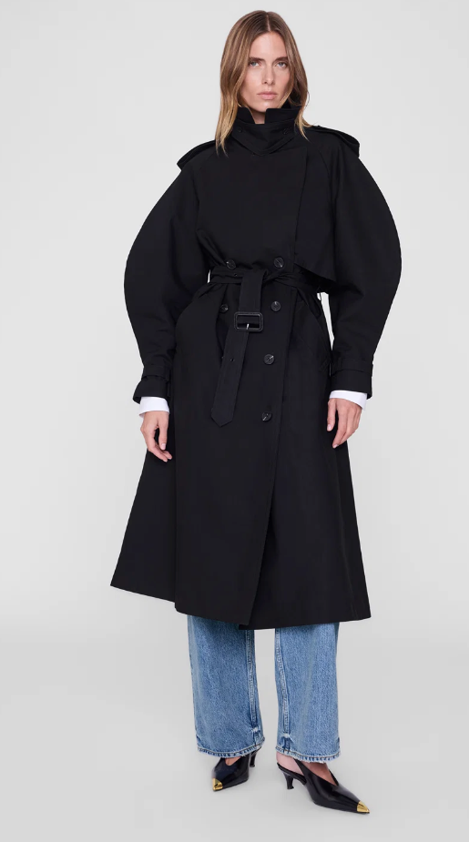 ANINE BING - Pascale Maxi Trench Coat in Black Coats & Jackets
