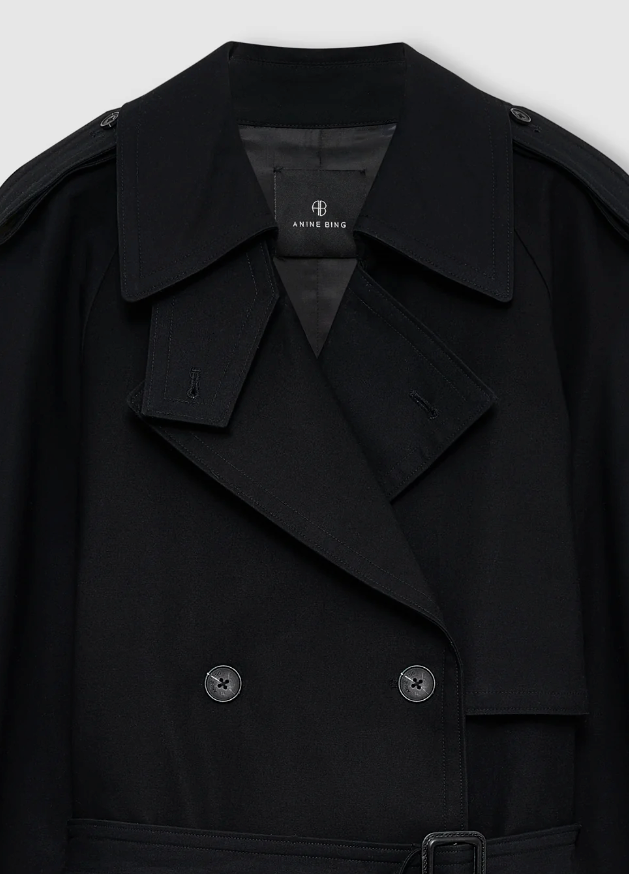 ANINE BING - Pascale Maxi Trench Coat in Black Coats & Jackets