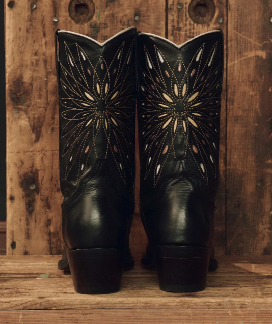 THE GREAT X STETSON - The Southwest Cowboy Boot in Black/Gold Boots