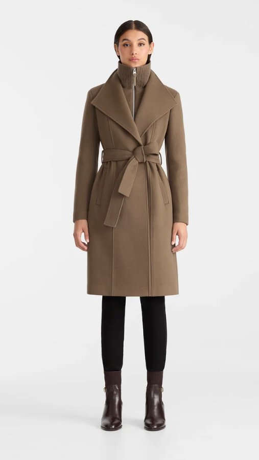 MACKAGE - Norita-ZZ 2-in-1 Double Face Wool coat with Sash in Truffle Brown Coats & Jackets
