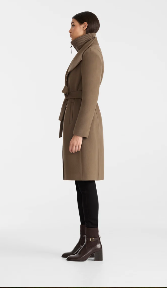 MACKAGE - Norita-ZZ 2-in-1 Double Face Wool coat with Sash in Truffle Brown Coats & Jackets