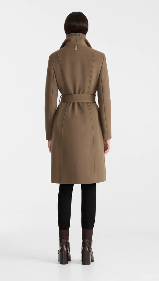 MACKAGE - Norita-ZZ 2-in-1 Double Face Wool coat with Sash in Truffle Brown Coats & Jackets