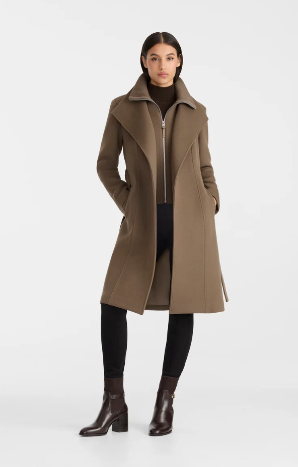 MACKAGE - Norita-ZZ 2-in-1 Double Face Wool coat with Sash in Truffle Brown Coats & Jackets
