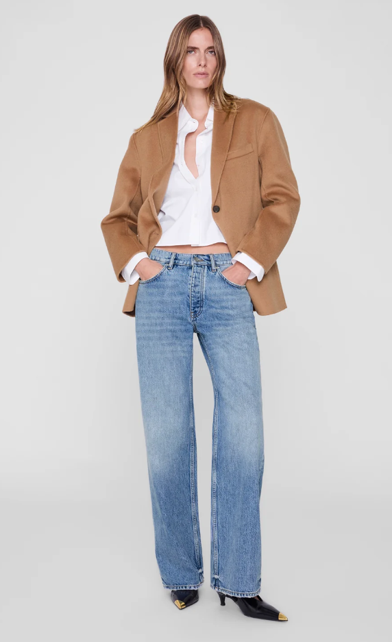 ANINE BING - Scott Cropped Shirt in White Shirt