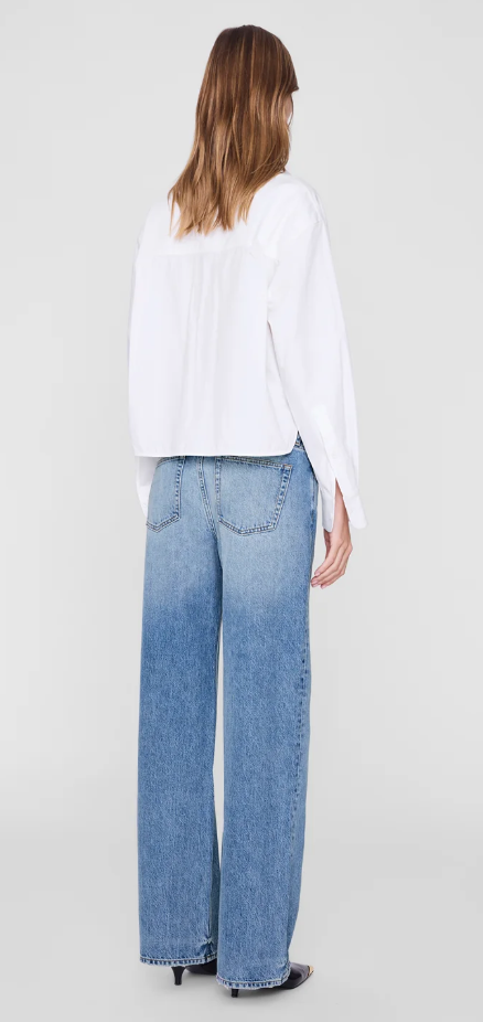 ANINE BING - Scott Cropped Shirt in White Shirt
