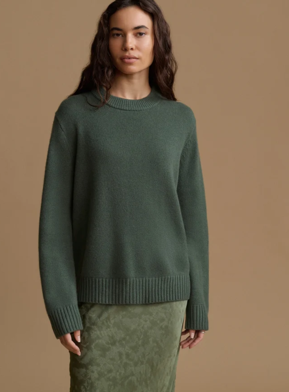 JENNI KAYNE - Cashmere Oversized Crewneck in Pine Sweaters