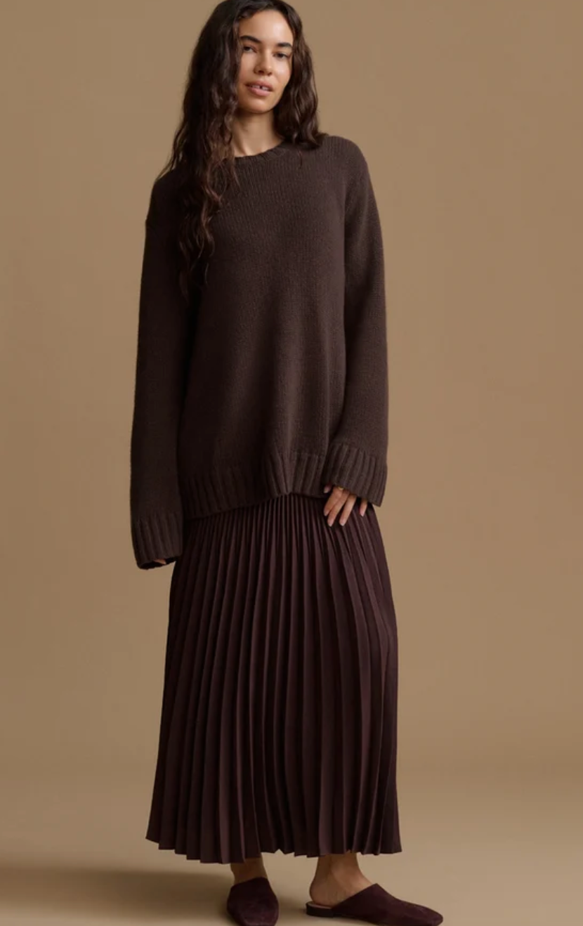 JENNI KAYNE - Cashmere Amelia Crewneck in Chocolate Sweaters
