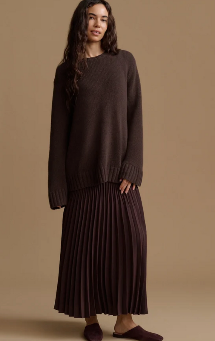 JENNI KAYNE - Cashmere Amelia Crewneck in Chocolate Sweaters