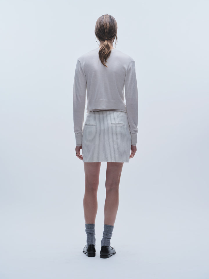 Saint Art New York - Thea Mini Skirt in Ivory Denim Pinstripe