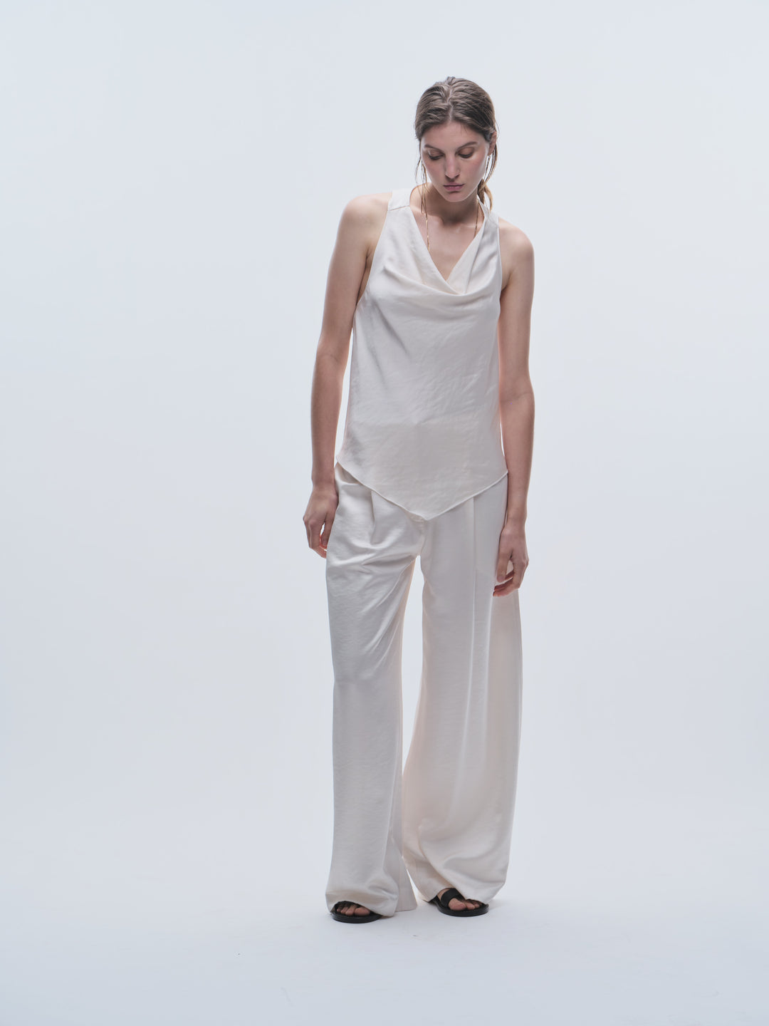 Saint Art New York - Neve Mid-Waisted Wideleg Pant in Ivory
