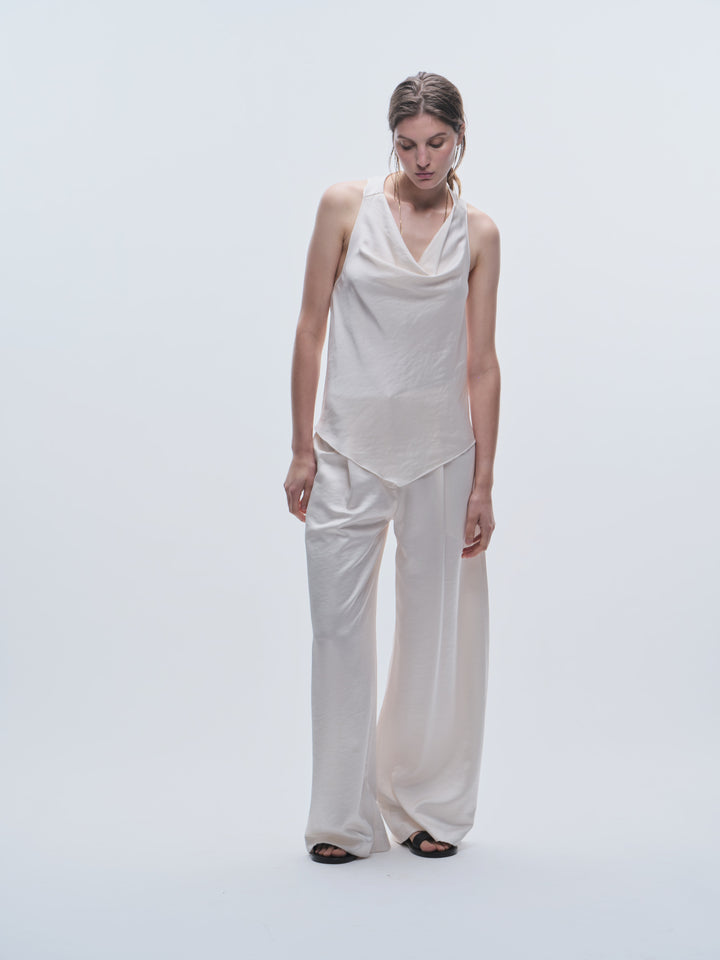 Saint Art New York - Neve Mid-Waisted Wideleg Pant in Ivory