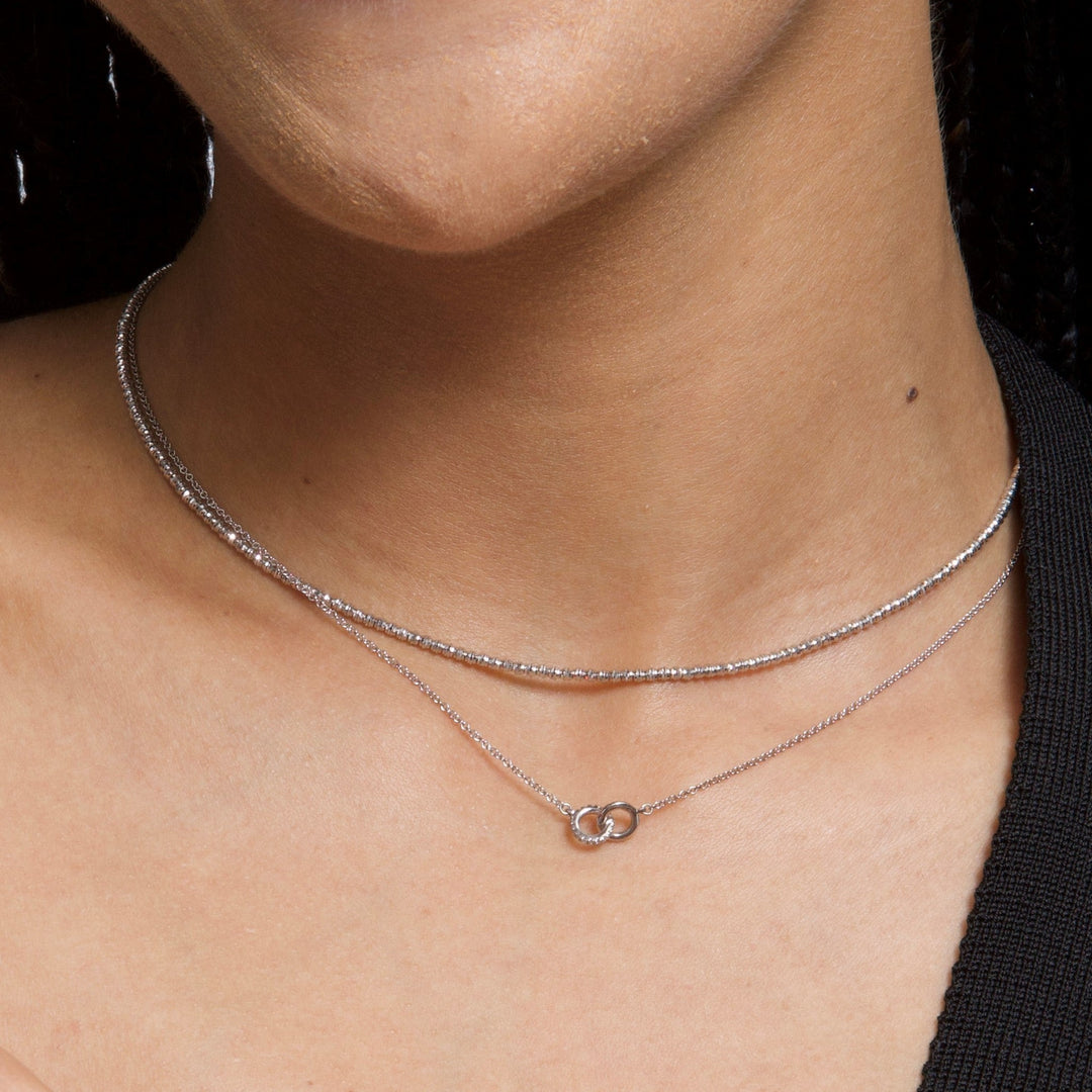 Adina Bead Chain Necklace- Silver