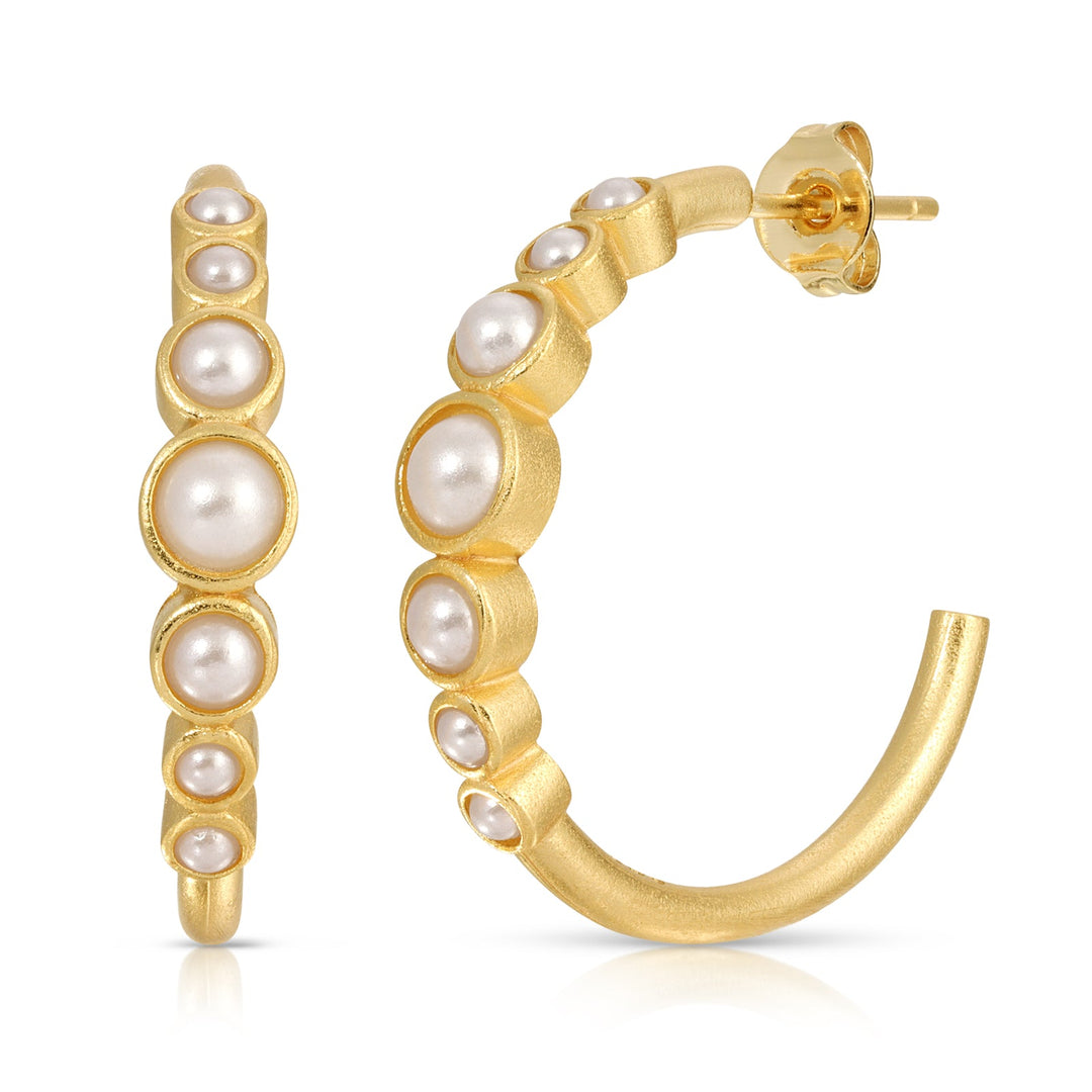 Joy Dravecky - Lucky Stone Hoop in Pearl