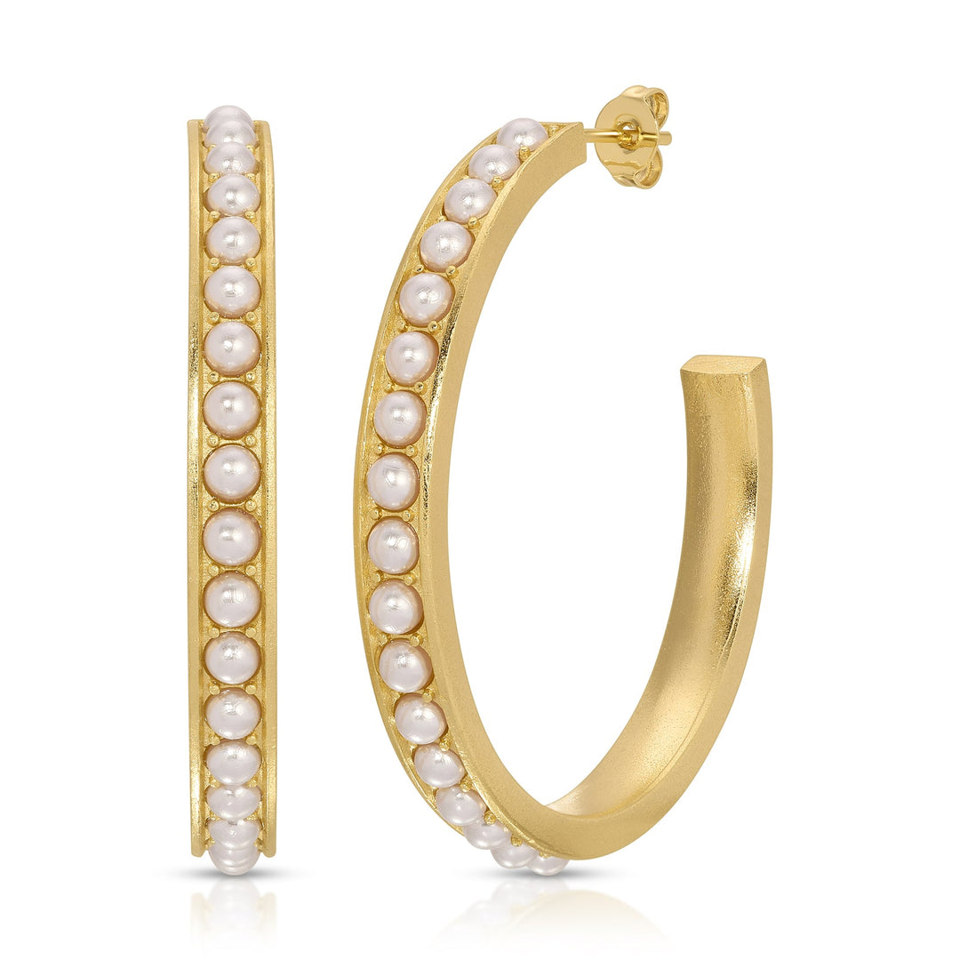 Joy Dravecky - Bali Beaded Hoop in Pearl