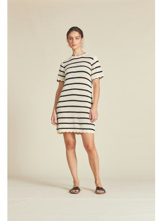 Trovata - Mer Knit Dress in Antique white/black stripe